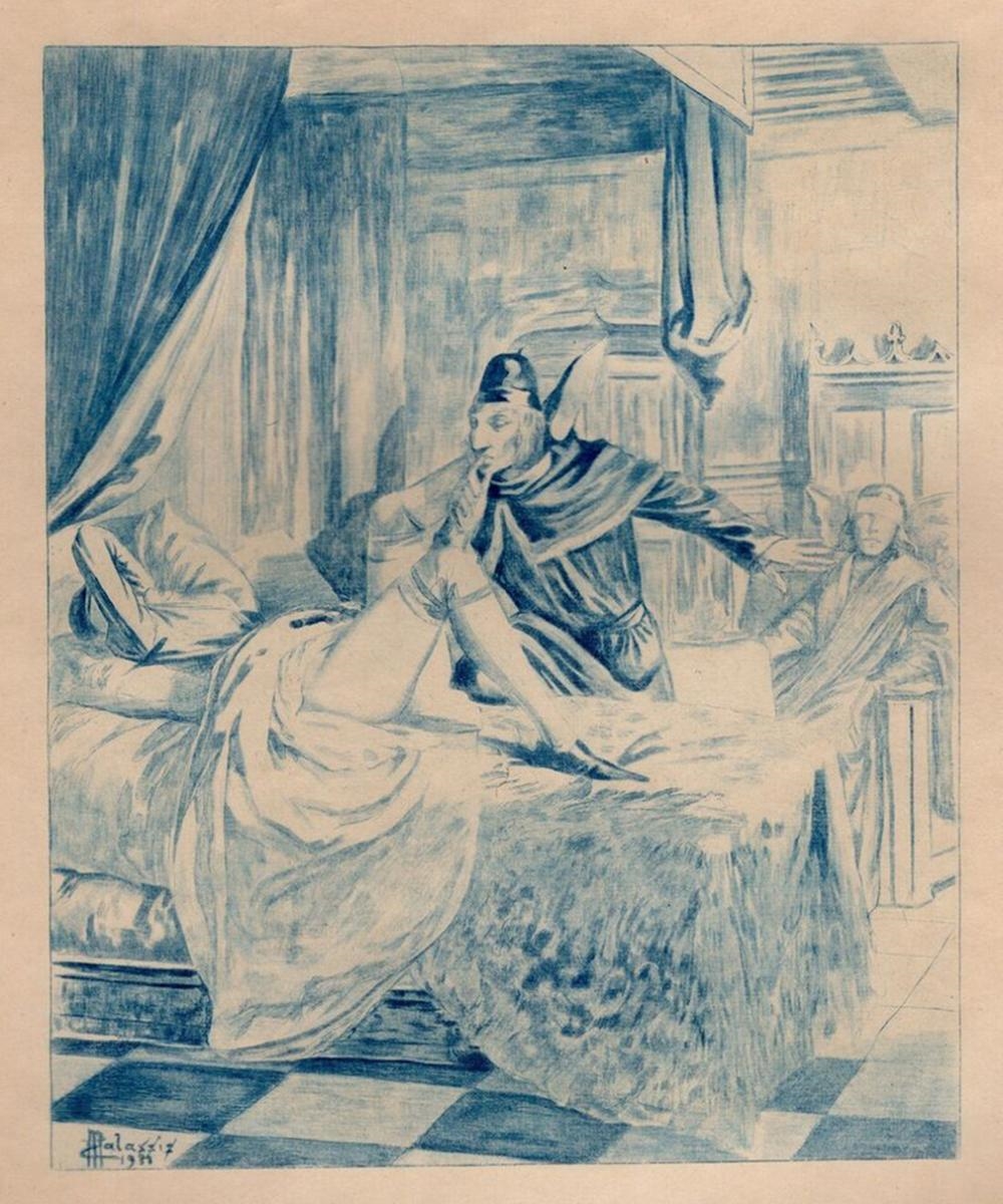 Artwork by Edmond Malassis, Guilty Pleasures I (Pêchés mignons I) (Cent Nouvelles Nouvelles), Made of copper plate engraving