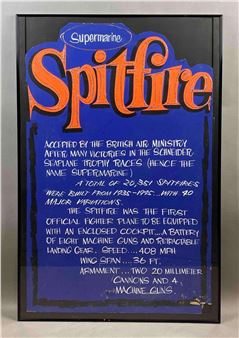 Original Ed "Big Daddy" Roth Supermarine Spitfire Mixed Media Cardboard Advertising Sign - Ed Roth