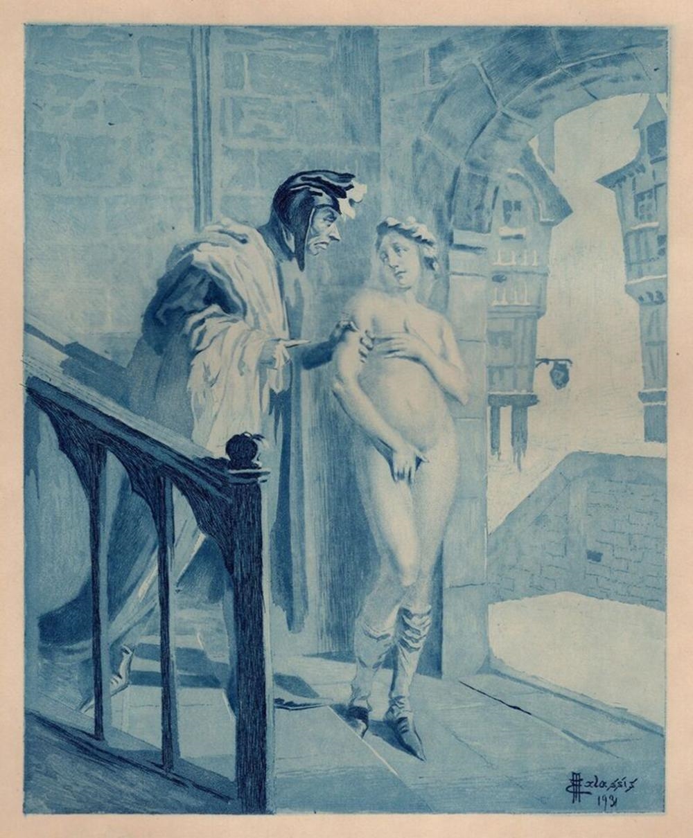 Artwork by Edmond Malassis, The Conversation I (La Conversation I) (Cent Nouvelles Nouvelles), Made of copper plate engraving