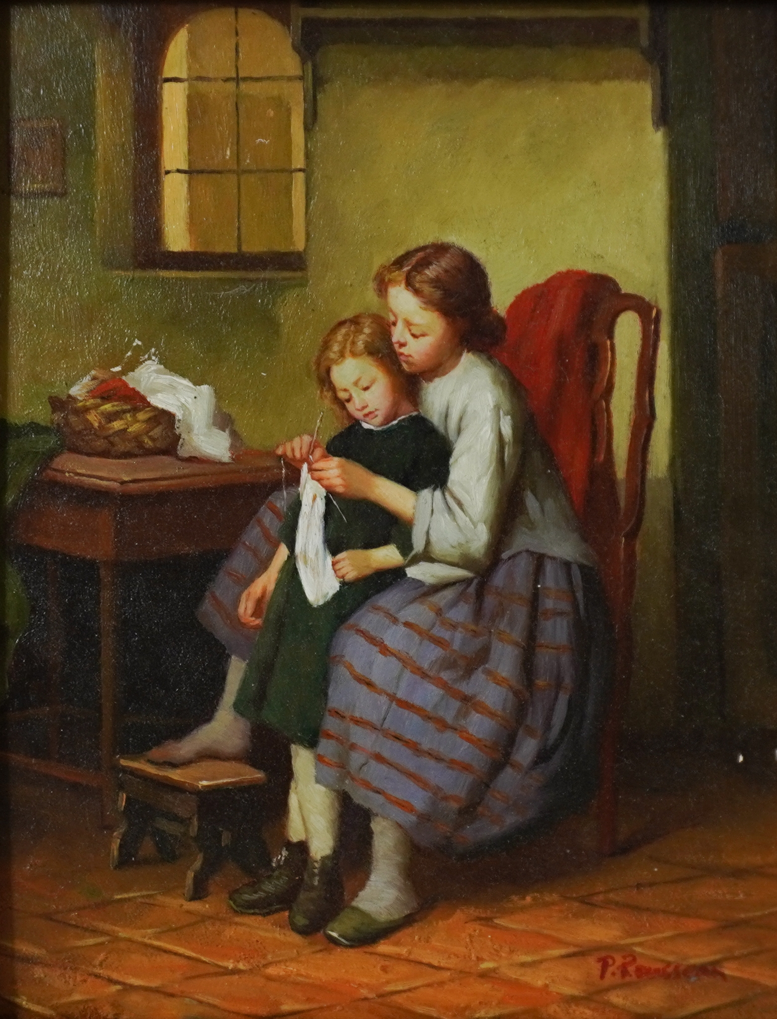 P. Rousseau | 2 sisters knitting | MutualArt