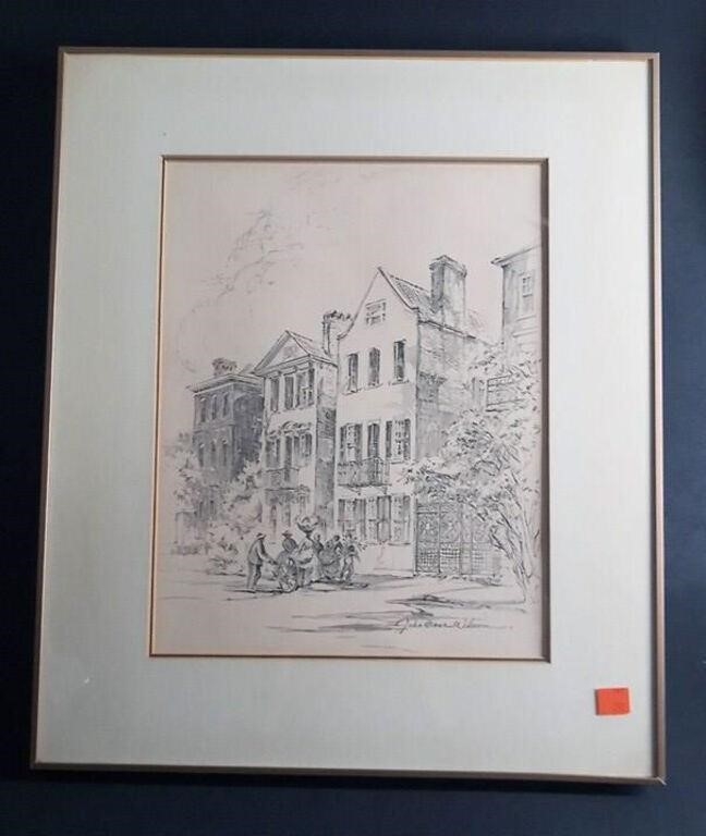 Artwork by Julia Homer Wilson, Julia Homer Wilson-Doors on Meeting Street-Sketch, Made of Offset Lithograph