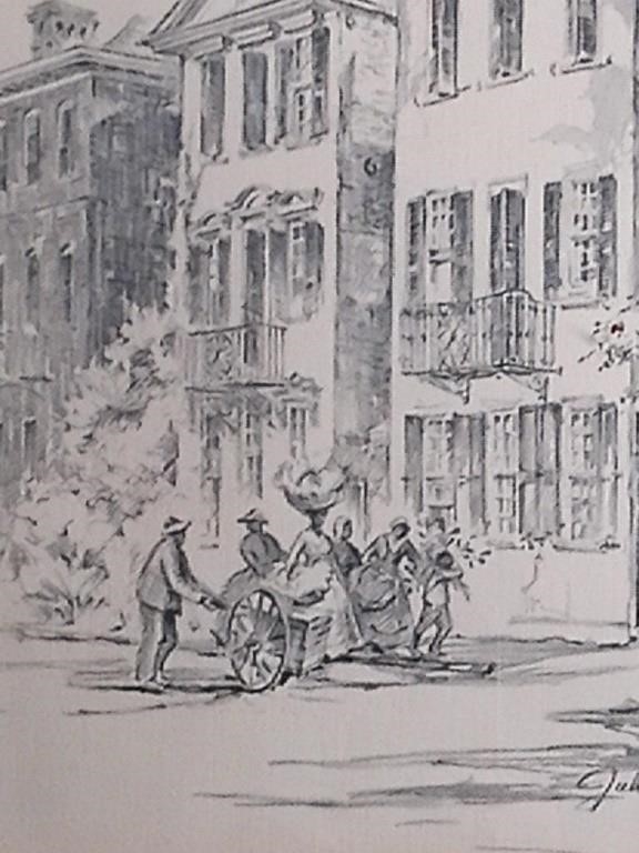 Artwork by Julia Homer Wilson, Julia Homer Wilson-Doors on Meeting Street-Sketch, Made of Offset Lithograph