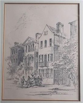 Julia Homer Wilson-Doors on Meeting Street-Sketch - Julia Homer Wilson
