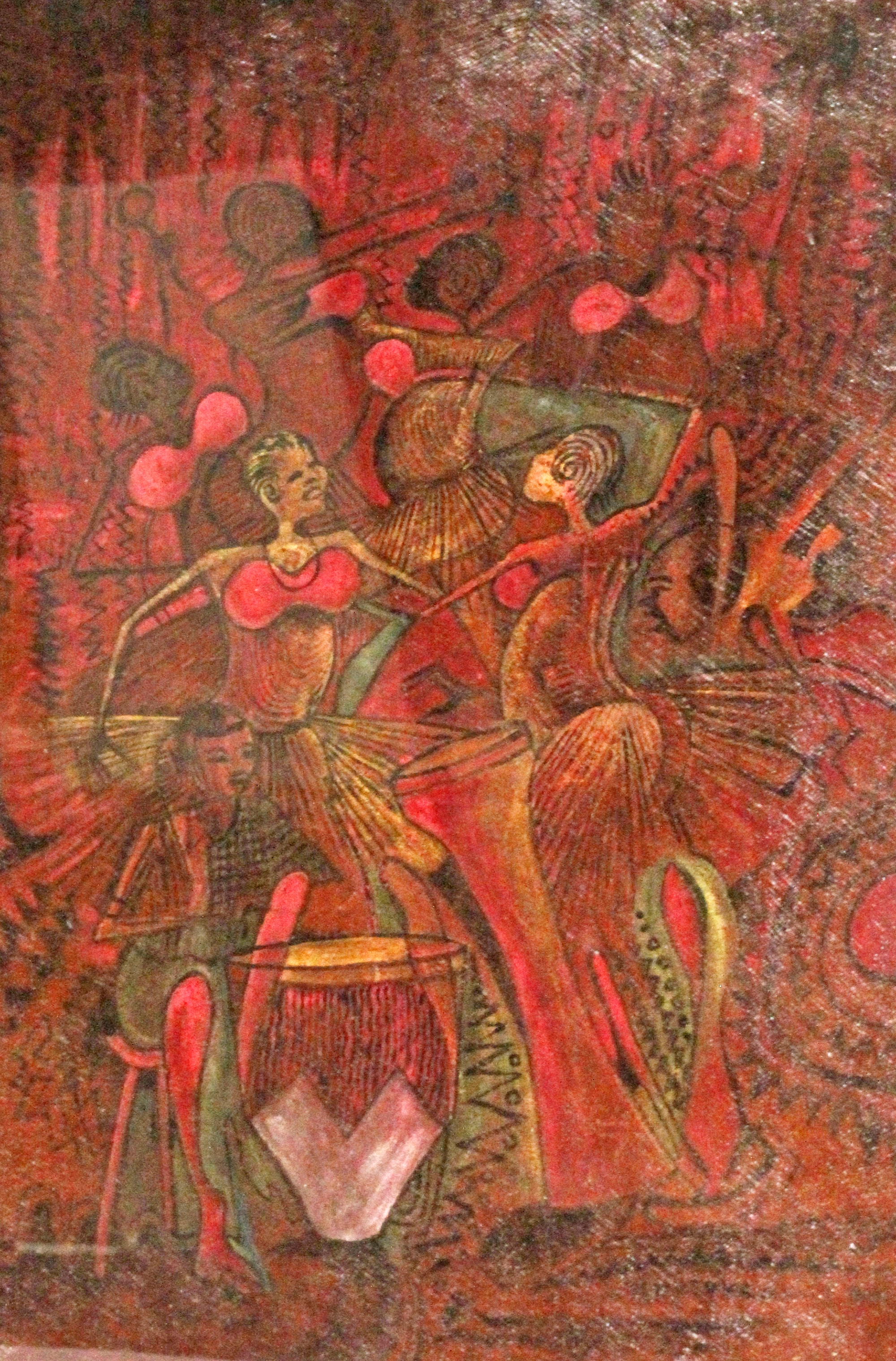 Artwork by Y. L. Museke, DANCING GIRLS, Made of mixed media on paper