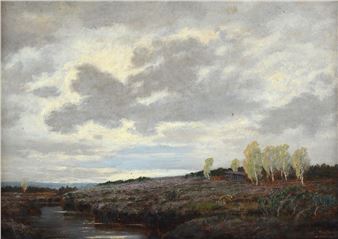 Paesaggio serale con cervi - Max Kreitmeyer