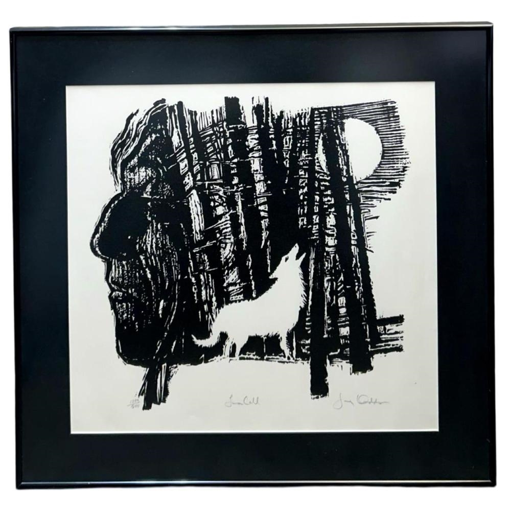 Artwork by Jerry Dadds, Presenting a mesmerizing Signed Jerry Dadds Lunar Call Lithograph, Made of lithograph