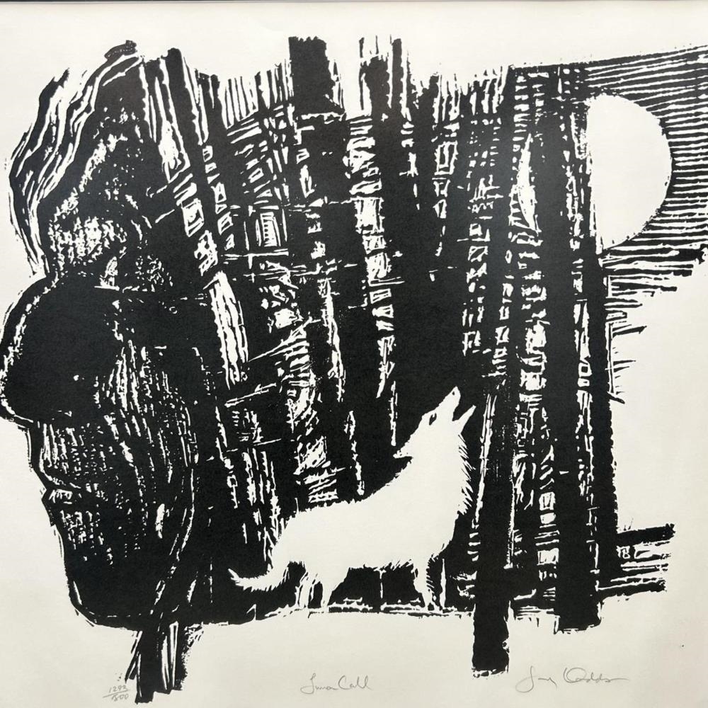 Artwork by Jerry Dadds, Presenting a mesmerizing Signed Jerry Dadds Lunar Call Lithograph, Made of lithograph