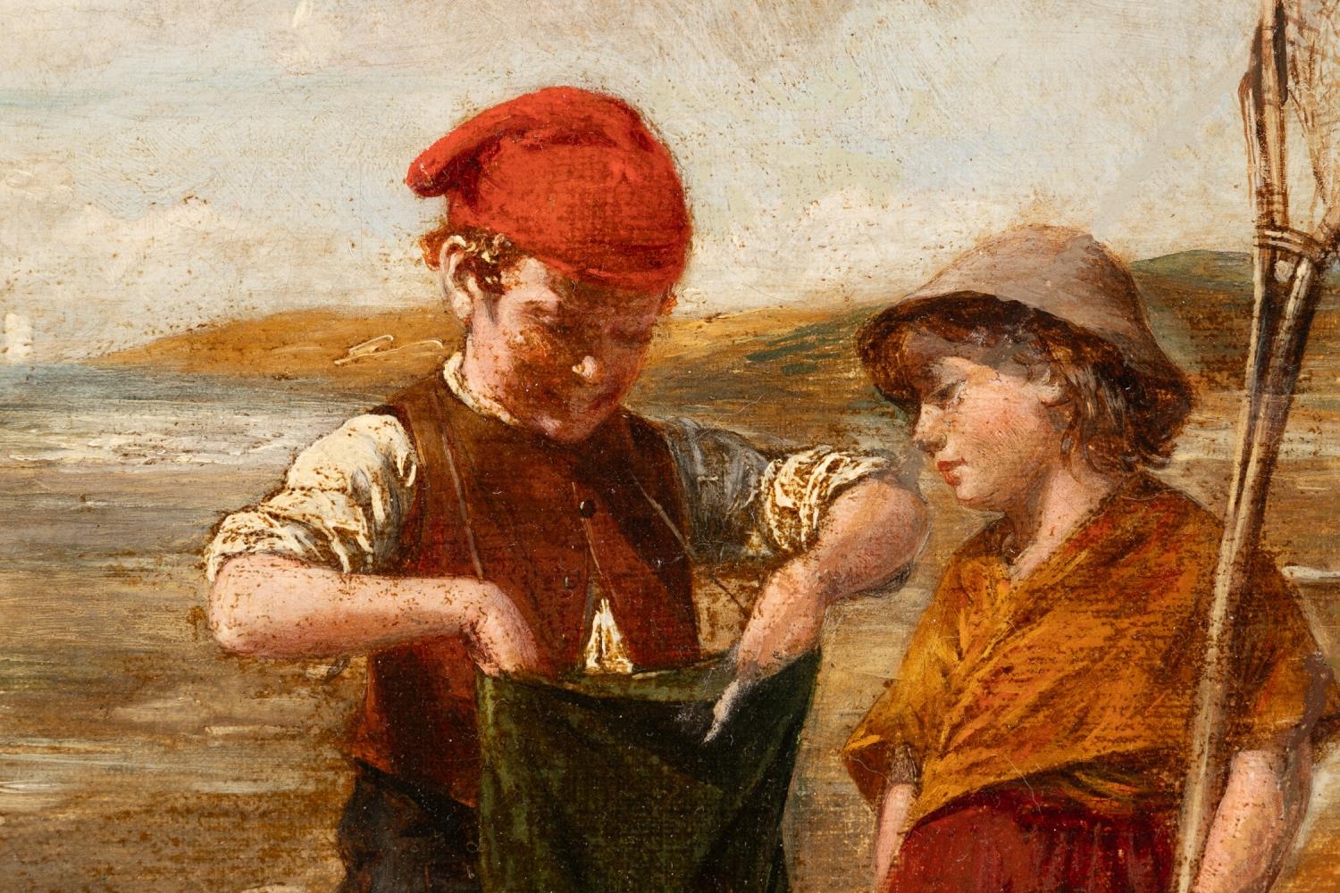 Artwork by William Hemsley, LITTLE SHRIMPERS, Made of oil on canvas