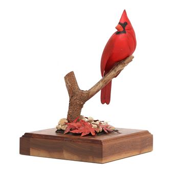 Cardinal on Decorated Wood Base - John Hodge