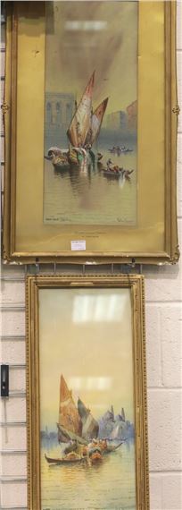 ANTON PURIGINI pair of framed  of Venetian scenes, x cm. P&P Group by Anton Purigini