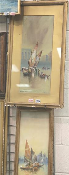 ANTON PURIGINI pair of framed  of Venetian scenes, x cm. P&P Group by Anton Purigini