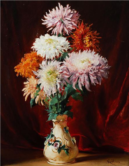 (Planina 1859-1910) Dahlien in Vase by Josef Král, 1898