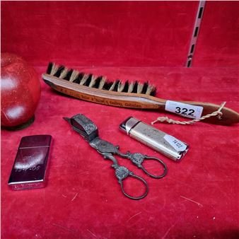 Four items including a antique snufferwick scissors de - F. Evans