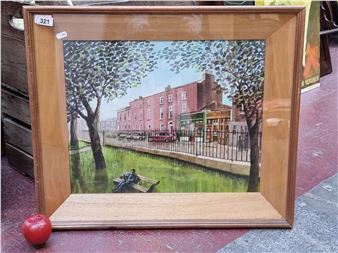 A brilliant  titled &quot;Books on the Green, Sandymount Green&quot; by listed Irish Artist Noel Goulding and dated to. Features the titular store facing on the the park - Noel Goulding