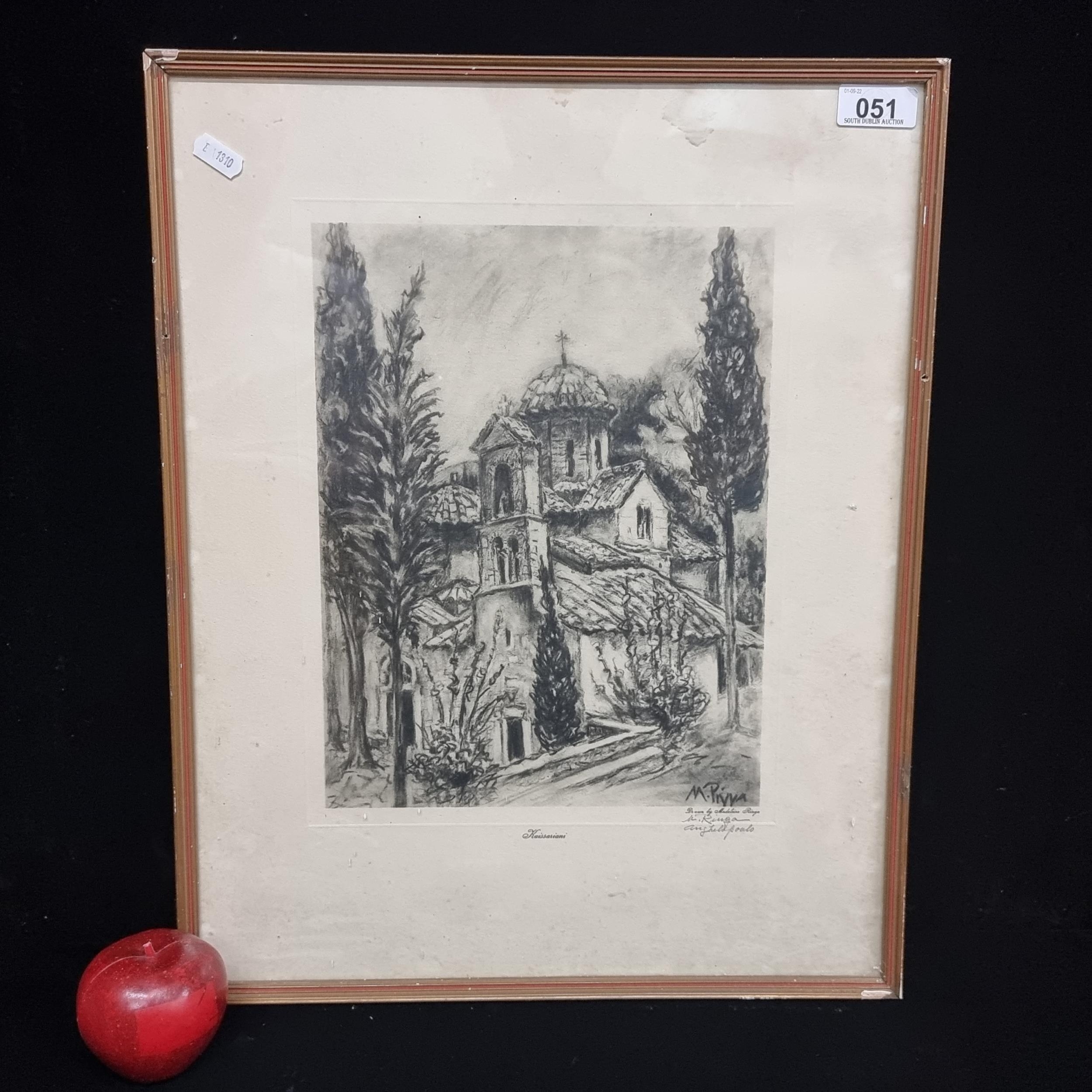 Artwork by Madeleine Ringa, A fantastic antique  titled "Kaissariani" by the artist Madeleine Ringa, hand, Made of lithographic print