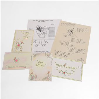 2004 four pen and ink hand-drawn illustrated postcards: - Charles Bronson