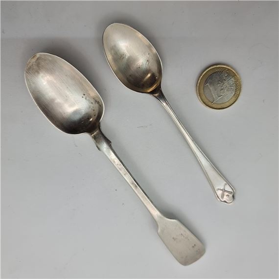 Two irish Siver tea spoons. Inc an  spoon g maker John