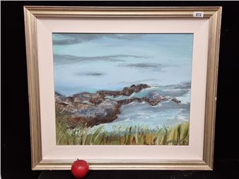 A very large stunning  by listed artist Dara Lynne Lenehan featuring a foaming wave  over a rocky coastline in great texture and colour. 
Mm:cm xcm.

Lenehan is a Dublin based artist whose focus is of Still Life and Figurative works - Dara Lynne Lenehan