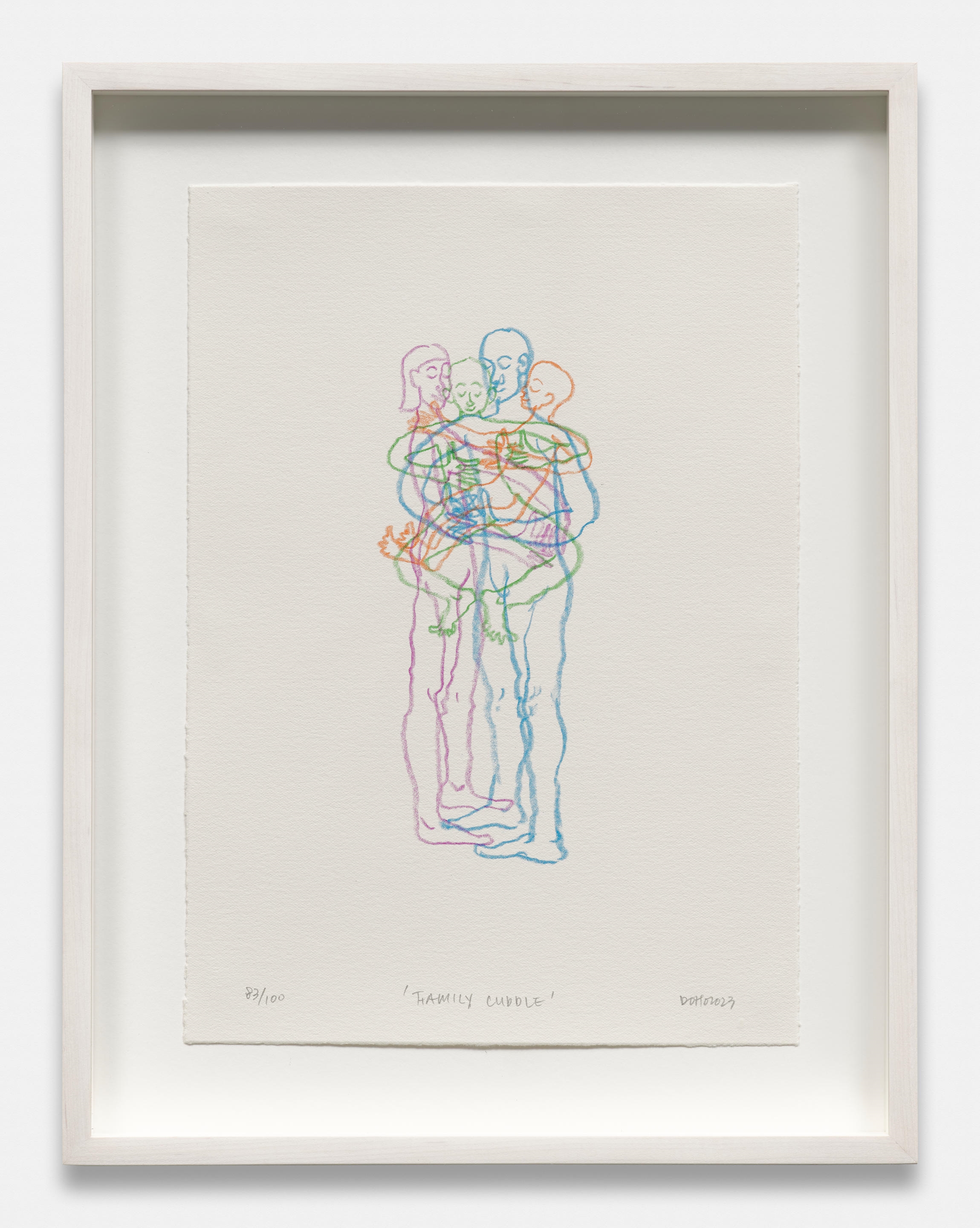 Artwork by Do Ho Suh, Family Cuddle2023, Made of four spot colour lithograph on fabriano paper