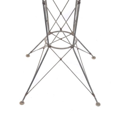 Artwork by Yuzuru Yamakawa, YUZURU YAMAKAWA (1933 - 2012). RATTAN & WIRED FOUR CHAIRS AND HIGH TABLE, Made of metal structure