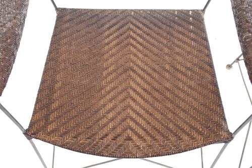Artwork by Yuzuru Yamakawa, YUZURU YAMAKAWA (1933 - 2012). RATTAN & WIRED FOUR CHAIRS AND HIGH TABLE, Made of metal structure