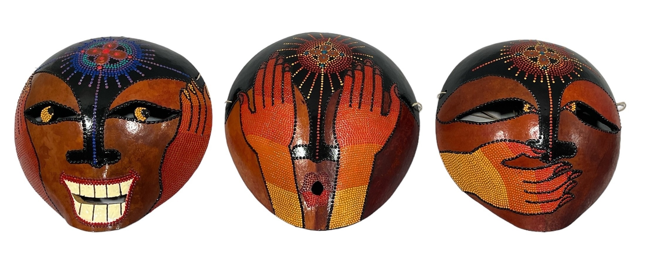 Artwork by Fran Jaffe, Three FRAN JAFFE Three Wise Tribal Masks