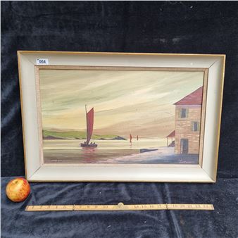 Antique original Oil on board by P.J Coughlan of a lake scen - J Coughlan