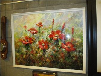 Van Matino, (Korean Born 1955), Oil on Canvas Board, The Garden, 76x100cm - Van Matino