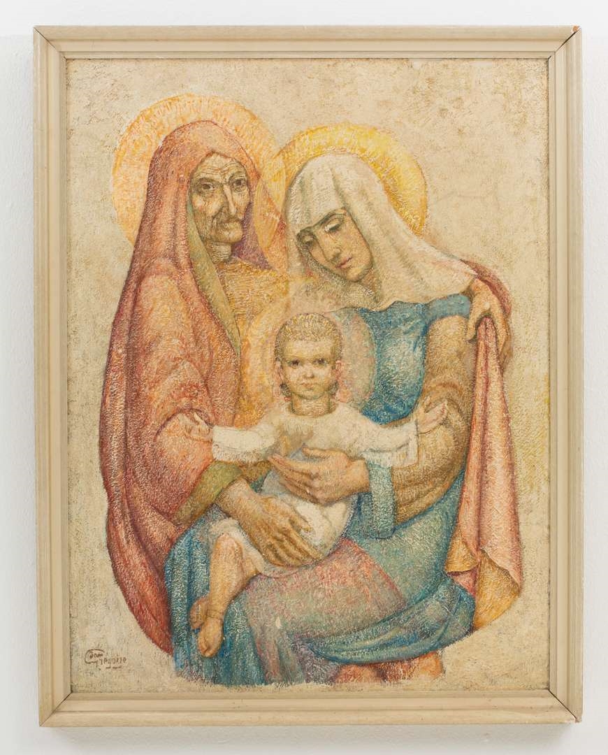 Artwork by Jan Gregoire, Anna en Maria met Christus, Made of oil on panel