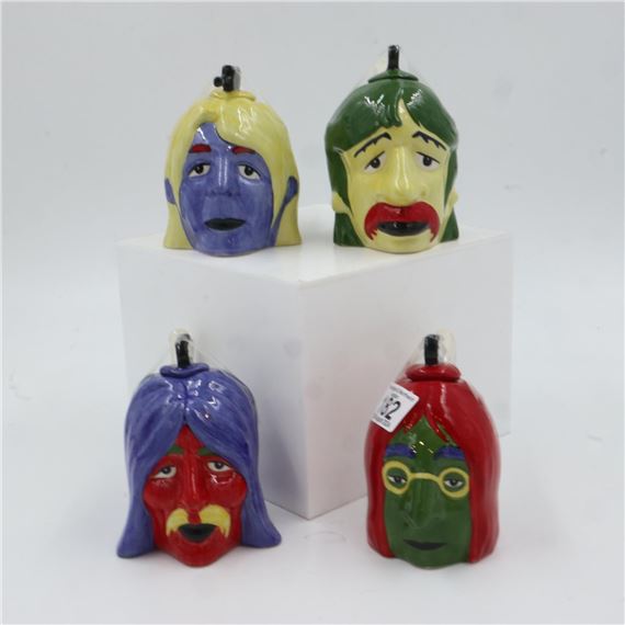 Lorna Bailey: set of four Beatles head teapots, no cracks or chips by Lorna Bailey