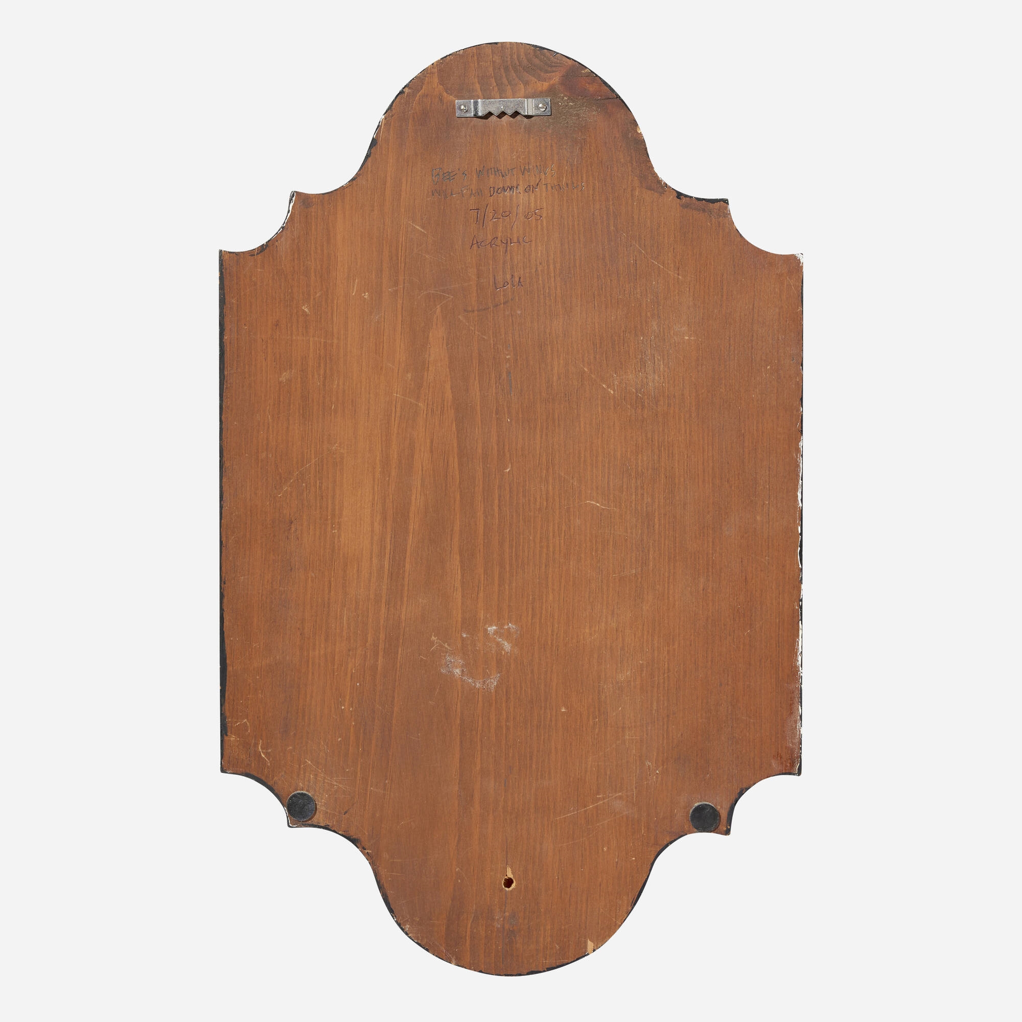 Artwork by Lola Gil, Bees without wings will fall down on things, Made of acrylic on wood