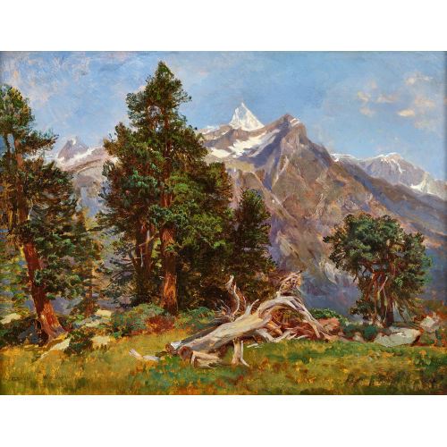 Berglandschaft mit Blick gegen das Weisshorn by Eugène Etienne Sordet, 1868