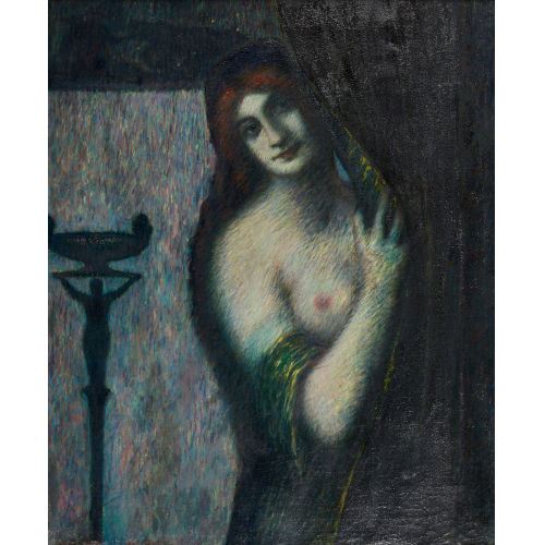 Nächtliche Szene mit mythologischer Figur by Adolf Frey-Moock