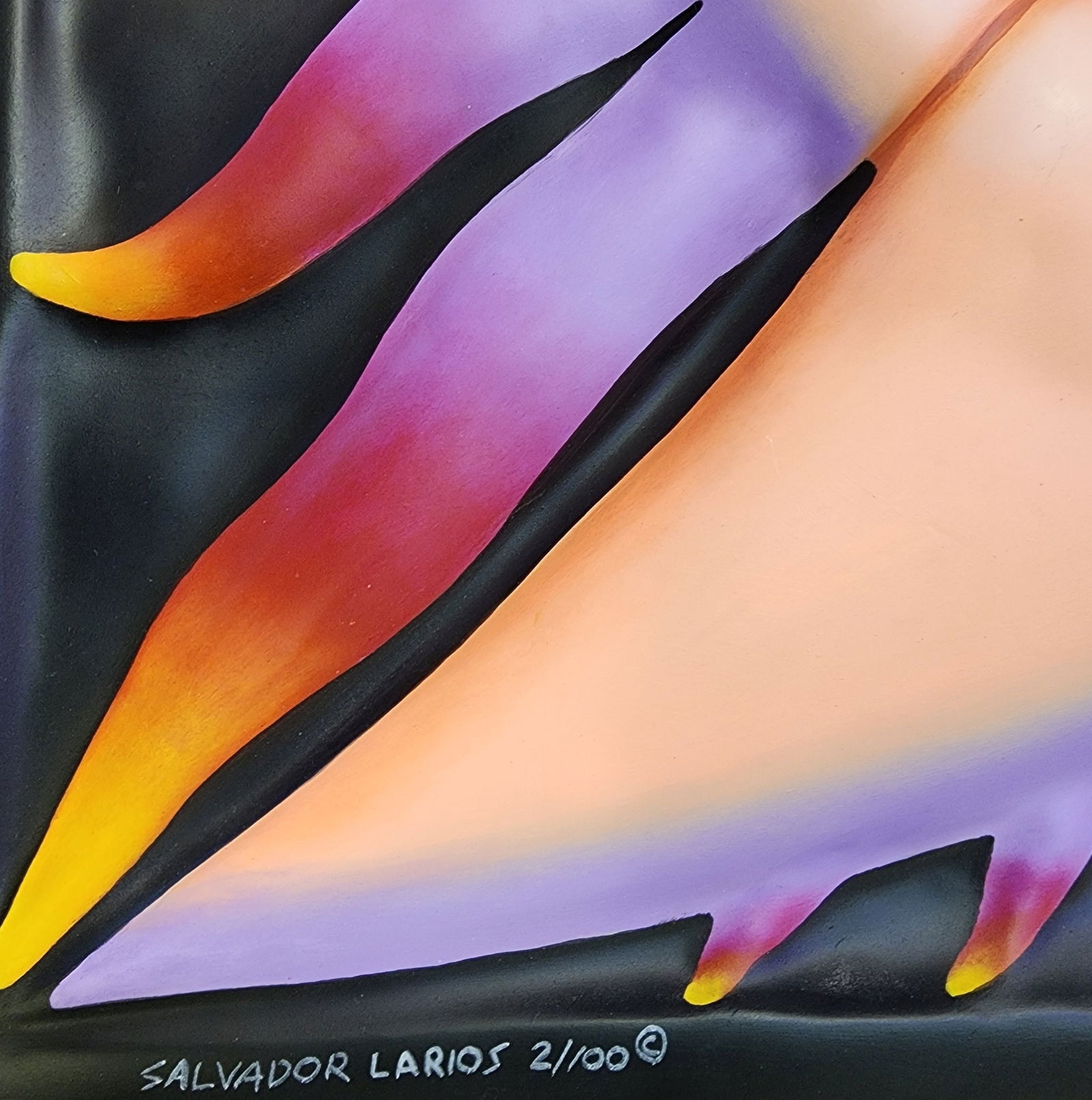 Artwork by Salvador Larios, Unusual Contemporary SALVADOR LARIOS Mexican Limited Edition Folk Art Wall Sculpture