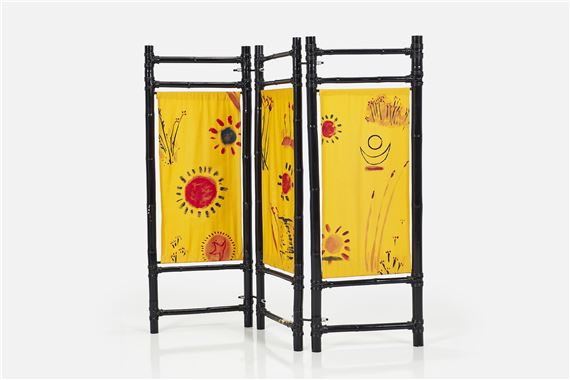 Three-part folding screen with painting by Kurt Beers - Aaron Aujla
