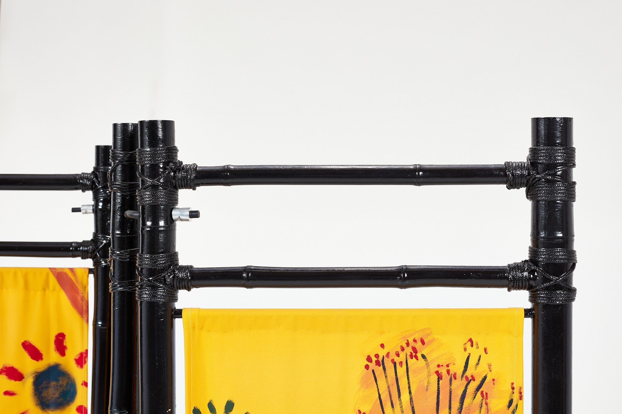 Artwork by Aaron Aujla, Kurt Beers, Benjamin Bloomstein, Three-part folding screen with painting by Kurt Beers, Made of Lacquered bamboo, painted