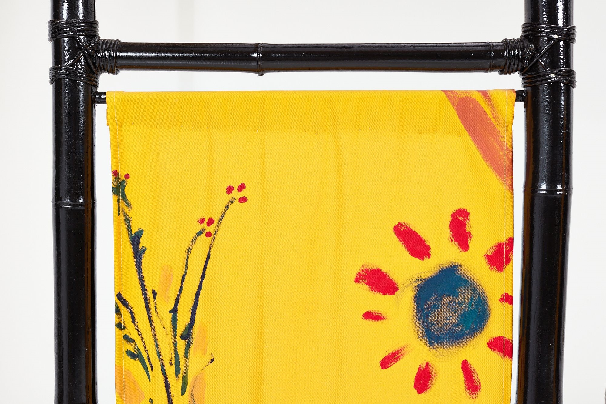 Artwork by Aaron Aujla, Kurt Beers, Benjamin Bloomstein, Three-part folding screen with painting by Kurt Beers, Made of Lacquered bamboo, painted