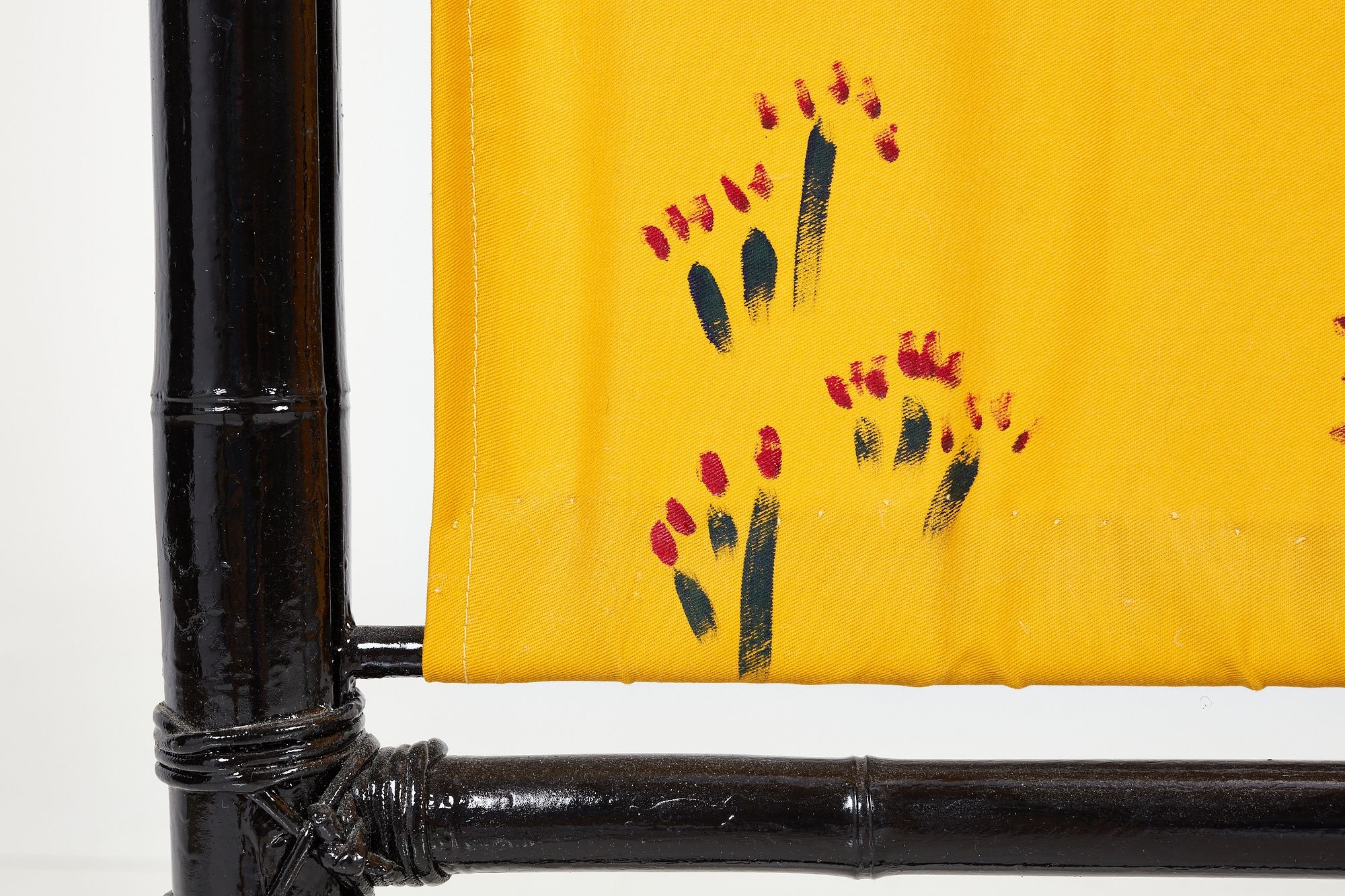 Artwork by Aaron Aujla, Kurt Beers, Benjamin Bloomstein, Three-part folding screen with painting by Kurt Beers, Made of Lacquered bamboo, painted