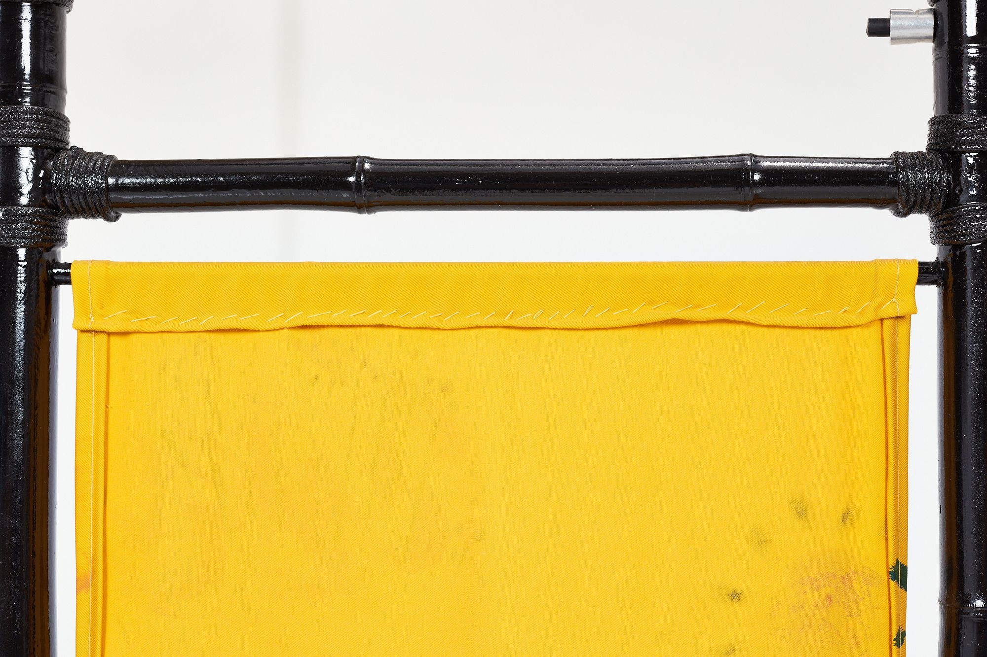 Artwork by Aaron Aujla, Kurt Beers, Benjamin Bloomstein, Three-part folding screen with painting by Kurt Beers, Made of Lacquered bamboo, painted