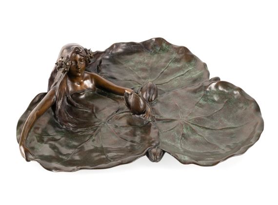 RAOUL FRANCOIS LARCHE, BRONZE ART NOUVEAU TRAY by Raoul François Larche, circa 1900