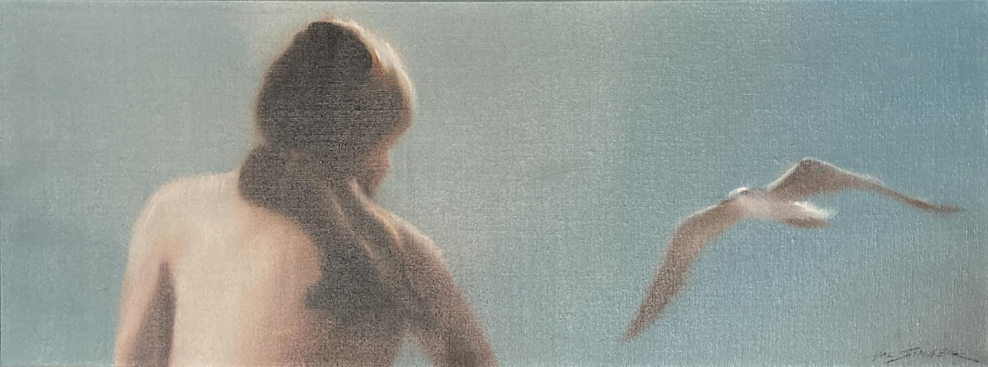 Artwork by Hal Singer, Hal Singer - Woman with Seagull, Made of oil on canvas
