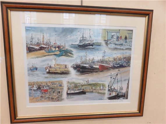 Pair of Framed Limited Edition Prints - Aberdeen and Shire Harbour Scenes - J. Sutherland - J. Sutherland