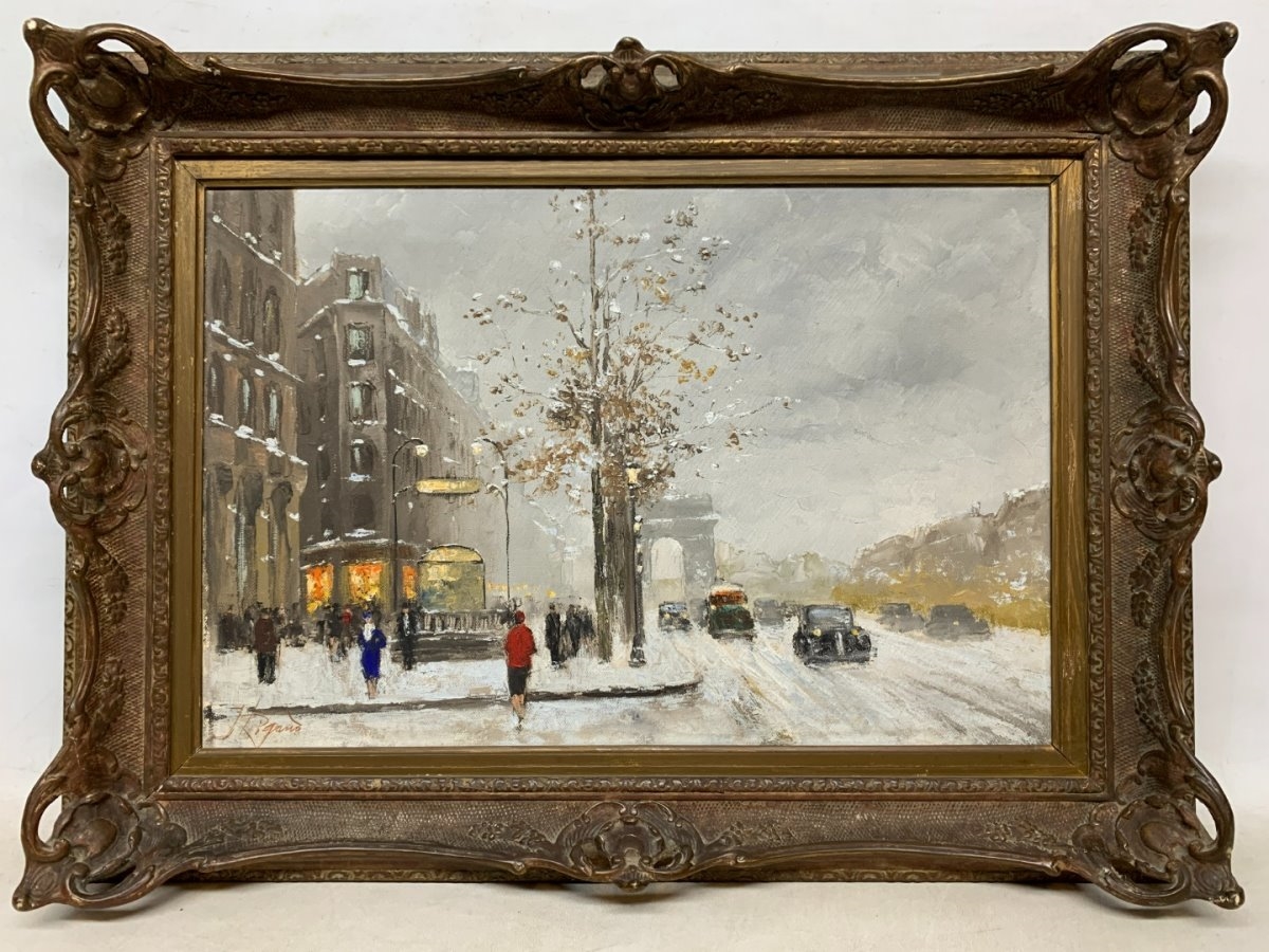 Artwork by J. Rigaud, Escena de Paris, Made of Oleo sobre tela