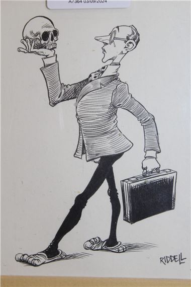 Chris Riddell | ink cartoon of a figure carrying a briefcase and ...