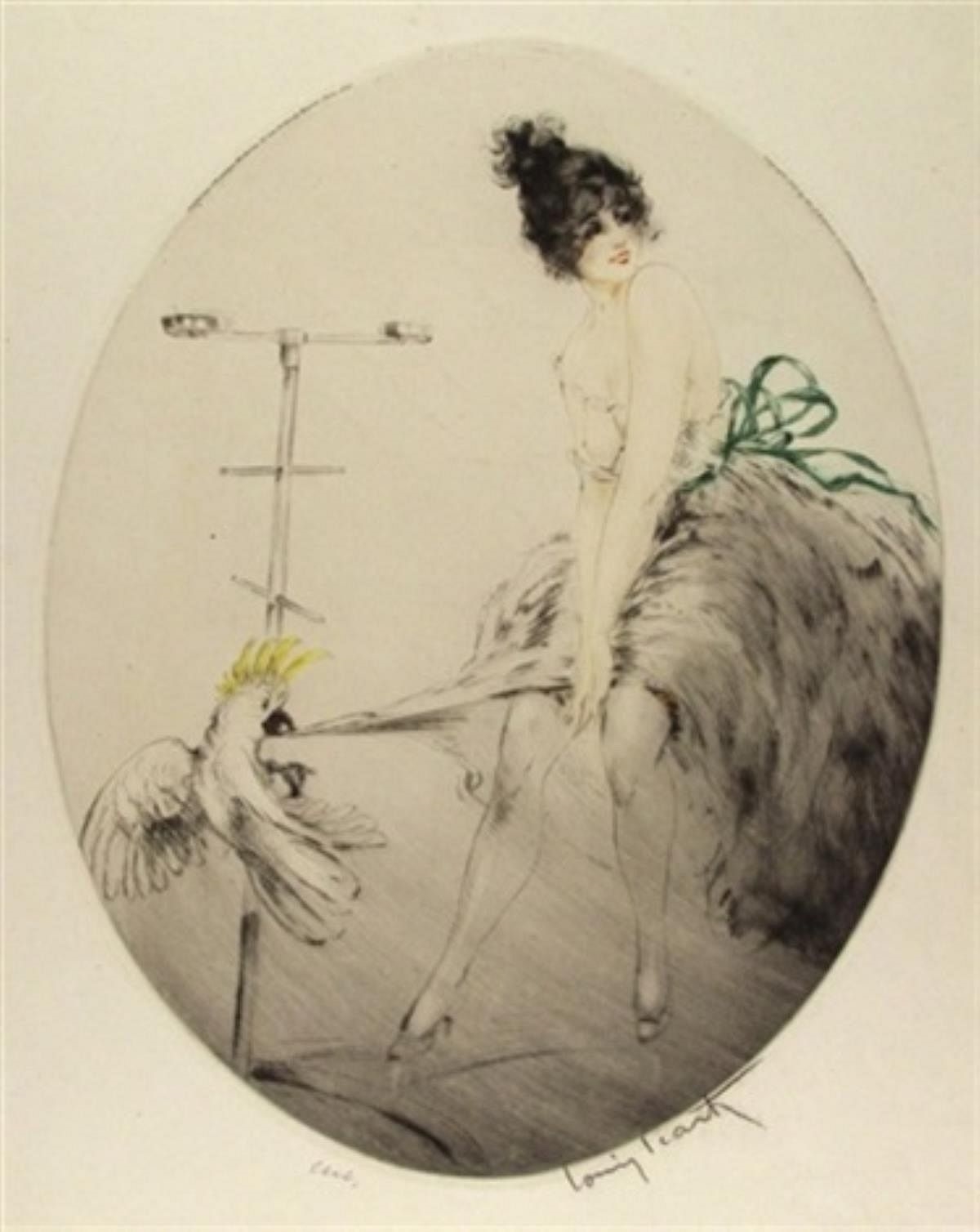 Louis Icart | Louis Icart - Indiscreet Cockatoo (1921) | MutualArt