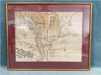 C18th engraved plan of the battle of Almenar - 1710 in the War of the Spanish Succession - Isaac Basire