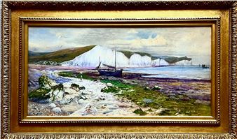 BEACHED FISHING BOAT BENEATH WHITE CLIFFS OF DOVER - W. Folen Bishop