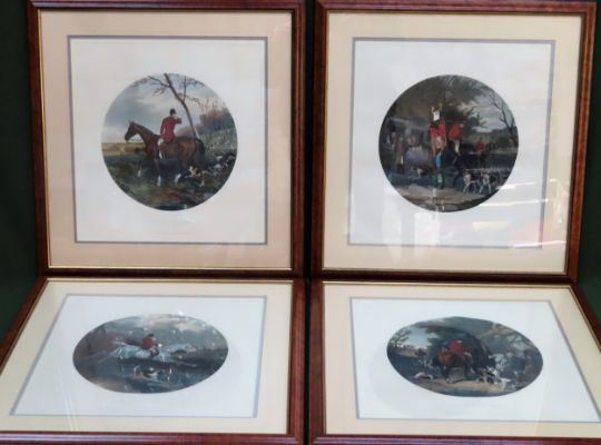 J. Shayer | Set of 4 W. J. Shayer framed polychrome circular Hunting ...