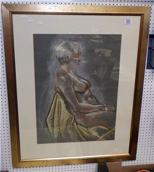 Ann Quinn 88 signed nude pastel framed 75 x 90cm - Ann Quinn