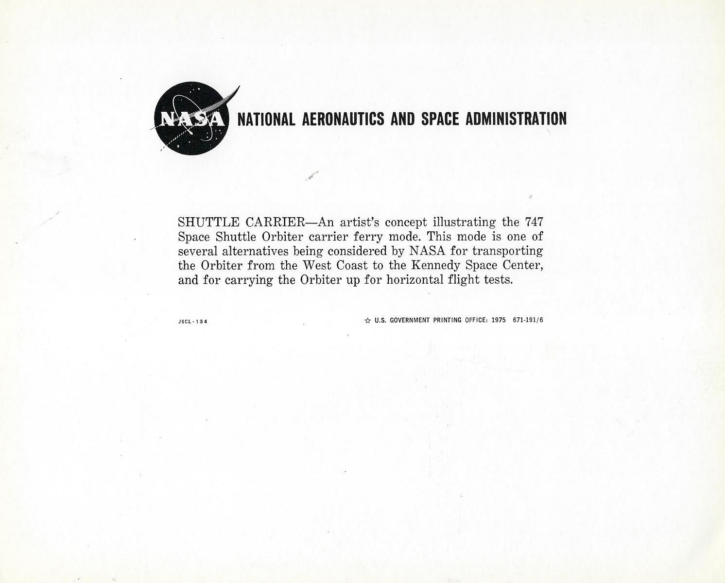 NASA | NASA - Shuttle Orbiter 747 Piggyback Concept (1975) | MutualArt